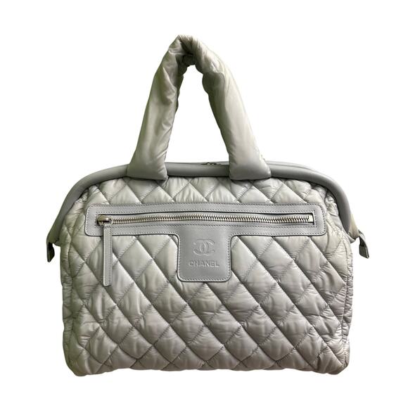 Chanel Cocoon Gray Quilted Nylon Bowling Bag - Picture 1 of 15